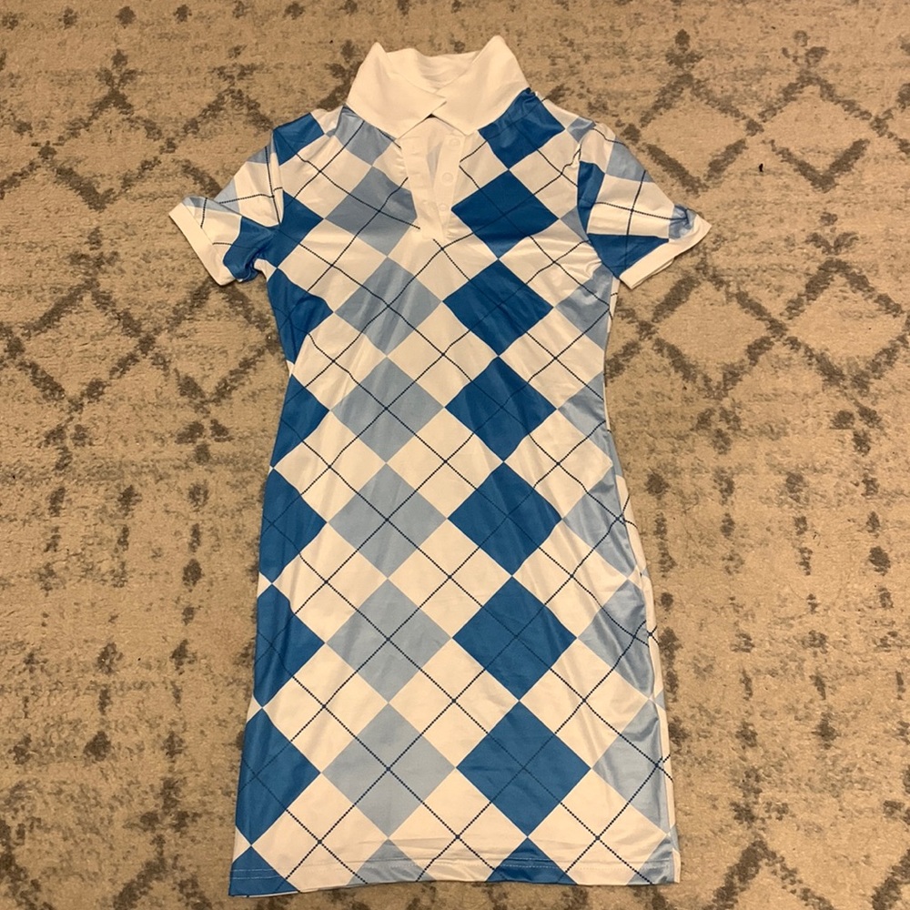 Blue and White Shein Fitted Dress